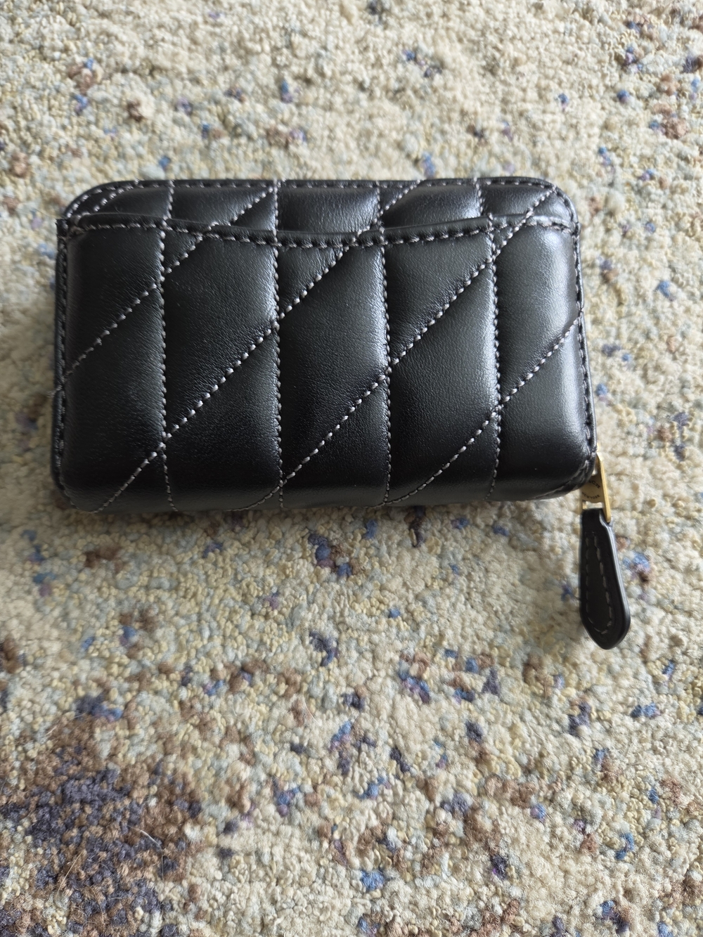 Coach Quilted Leather Zip Card Case Wallet in Black - Picture 4 of 10